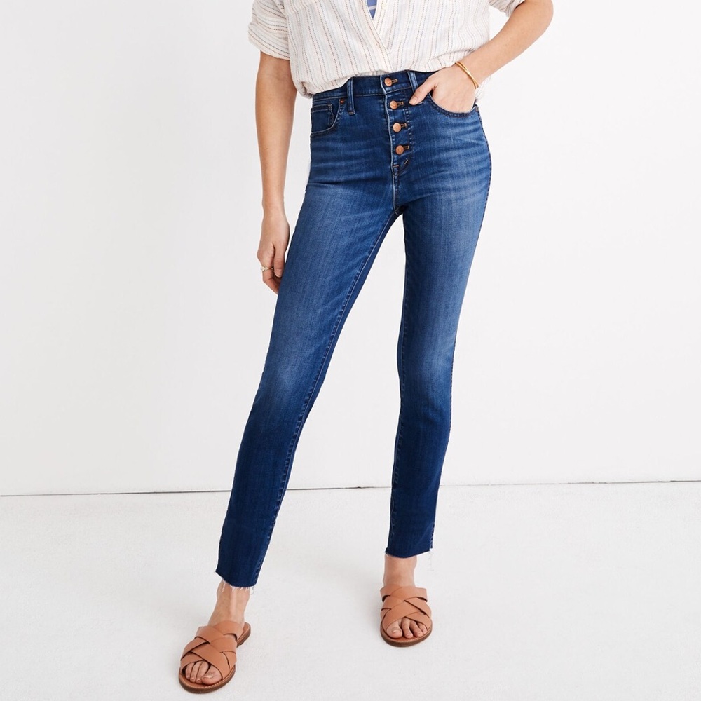 Madewell 10" High-Rise Skinny Crop Jeans Button-Front TENCEL Denim 29